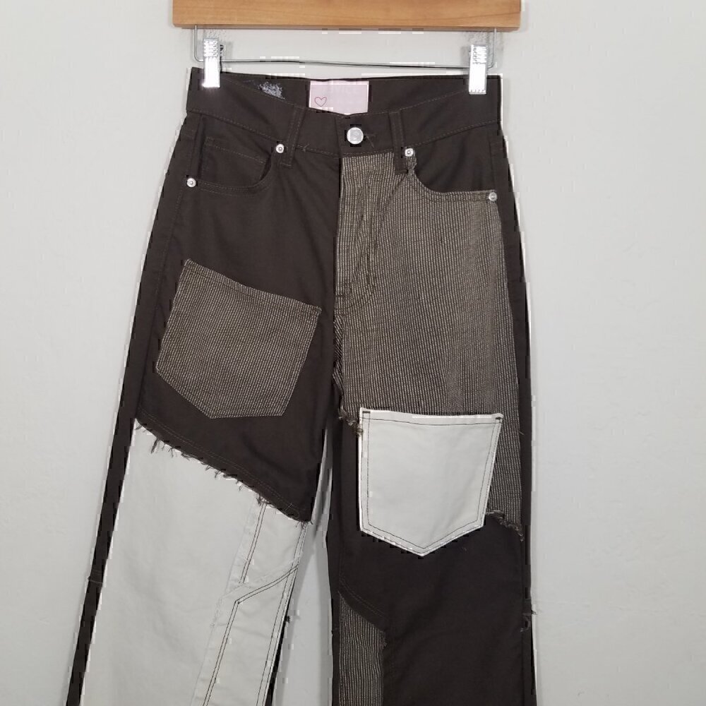 REVOLVE Jacket and Jeans Set Matchmaker Coffee Shop Patchwork Size 23 - Picture 5 of 13